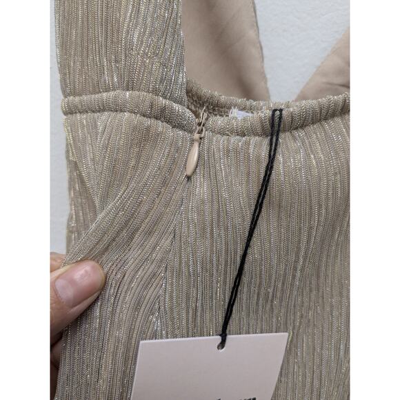 REVOLVE X SUPERDOWN Hailee High Slit Gold Slit Champagne Maxi Dress Size L NWT - Picture 11 of 13